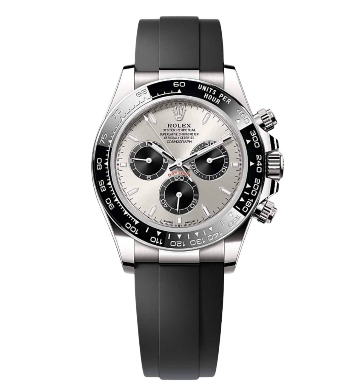 Rolex Daytona 40 White Gold Steel Grey Index Dial Black Sub-Dials Oysterflex