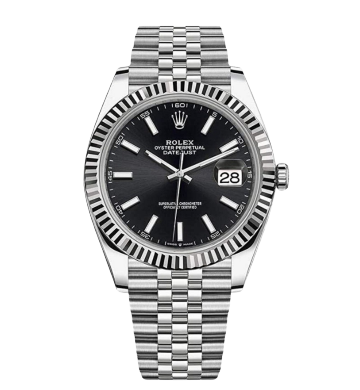 Rolex Datejust 41 Acier inoxydable et or blanc Cadran index noir