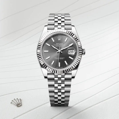 Rolex Datejust 41 Acier inoxydable et or blanc Cadran index noir