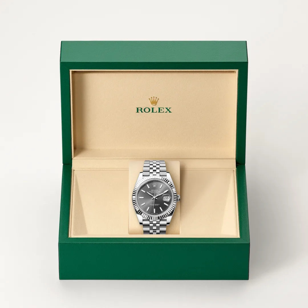 Rolex Datejust 41 Acier inoxydable et or blanc Cadran index noir