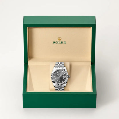 Rolex Datejust 41 Acier inoxydable et or blanc Cadran index noir